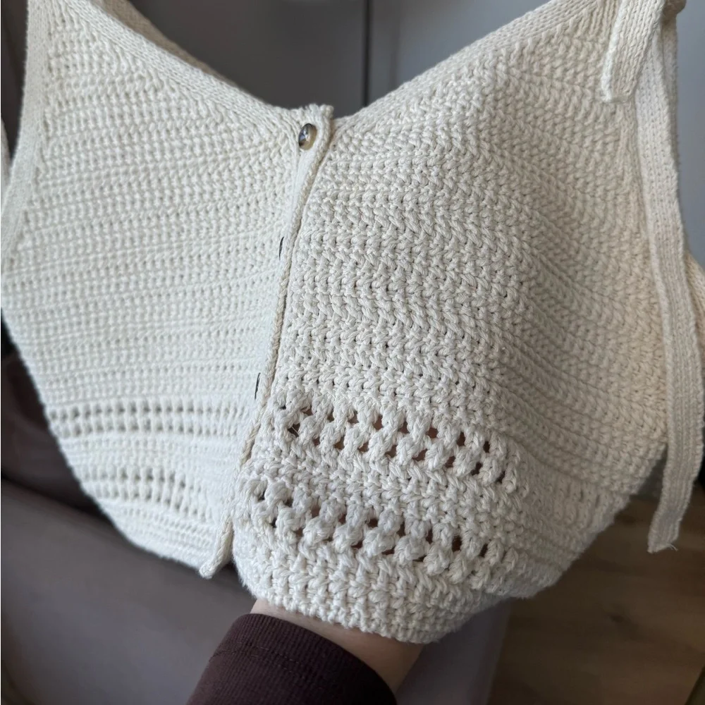 Knit Tie-Strap Top, Cream, Zara, M - Picture 4 of 6